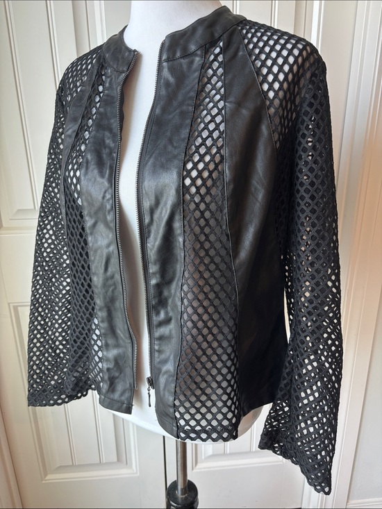 Ashley Stewart Jackets & Blazers - Ashley Stewart Black Faux Leather Zip-Front Jacket